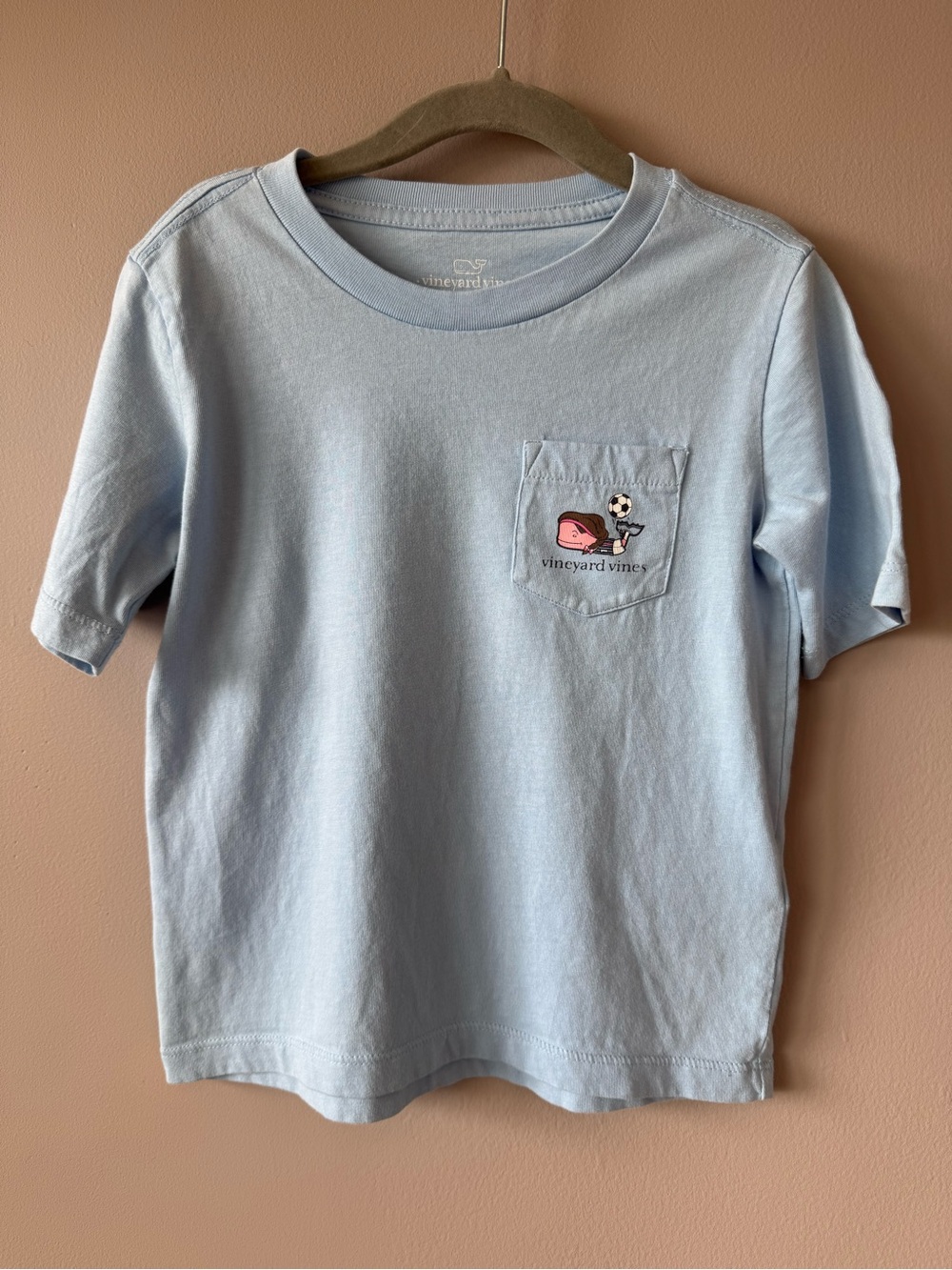 Vineyard Vines Girls Baby Blue Soccer Girl Graphic Pocket Short Sleeve TShirt 3T